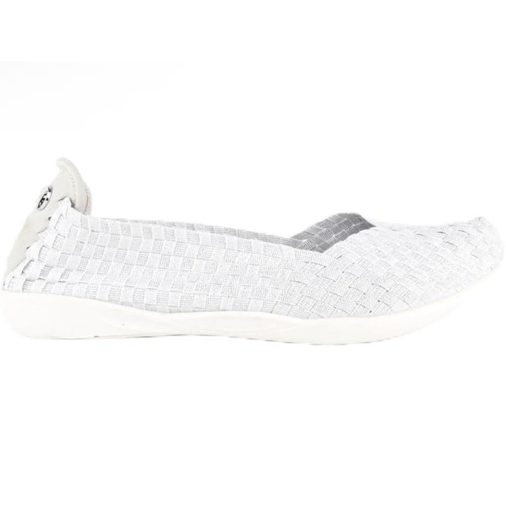 Bernie Mev Catwalk Womens White Shimmer Woven Elastic Memory Foam Flats Size 36